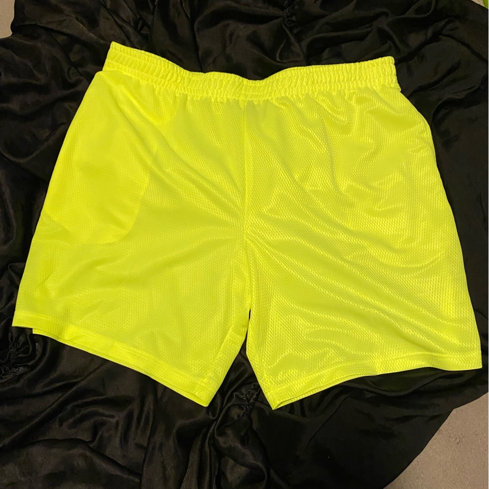Lime, green gym shorts / workout attire